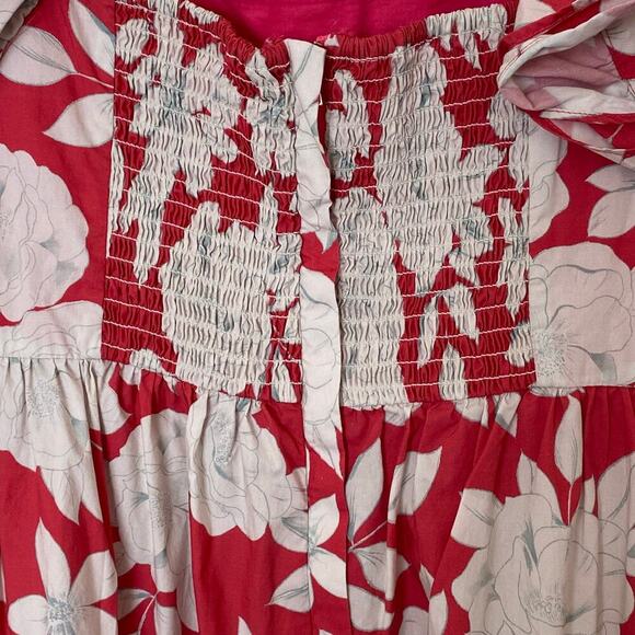 CARA CARA Lexa Floral Tiered Smocked Mini Dress Raspberry Pink White,Large - Picture 12 of 16